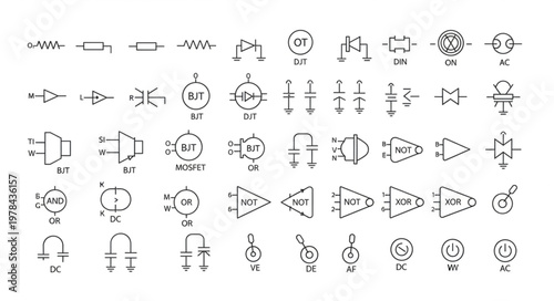 Collection of electronic circuit schematic symbols and diagrams.