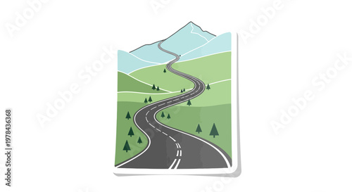 Winding Road Landscape Scene.