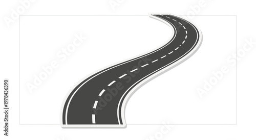 Winding Roadway with Markings.