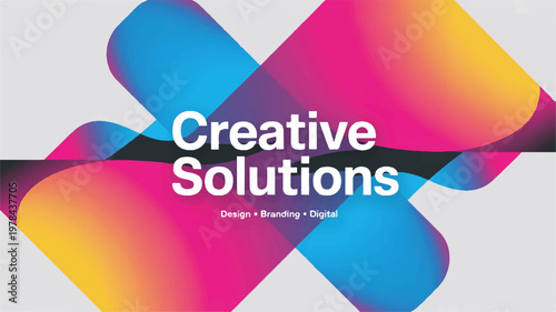 Colorful abstract design with creative solutions text