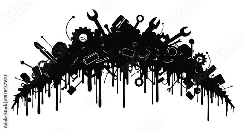 black silhouette tools and equipment mess