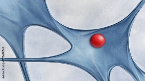 bulge. Abstract blue vascular networks with a single red bulging point, minimalist medical style. STEM education sheets, lab safety posters, designed for biotech research communications.