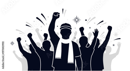 People Celebrating with Raised Hands.