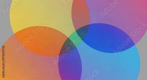 Vibrant gradient circles overlapping on gray background colorful abstract design elements