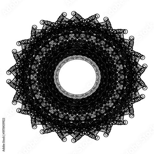 Intricate Circular Mandala Line Art Illustration