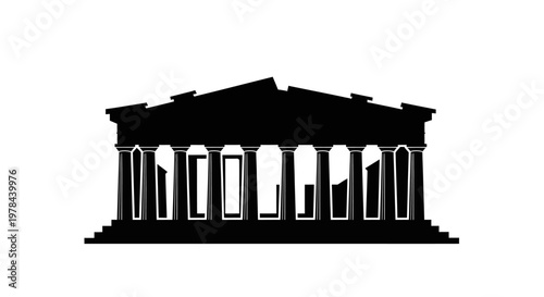 Black silhouette of ancient building.