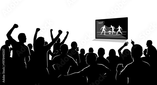 People watching boxing match on screen.