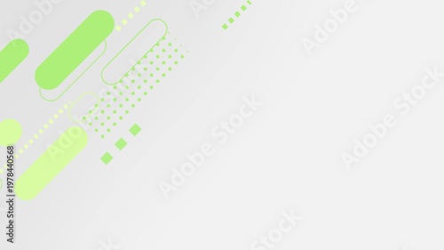 緑色のパステルトーンの柔らかい幾何学ラインが斜め上へ流れる抽象ループ背景（余白あり）/ An abstract loop background with soft, pastel green geometric lines flowing diagonally upwards (with margins)