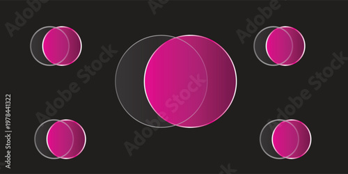Canvas Print Glass transparent circle  frame Glossy square glass with reflections bright pink