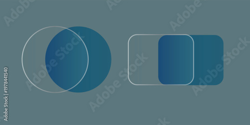 Glass transparent circle and square frame Glossy square glass with reflections dirk blue circle effect on transparent dark background