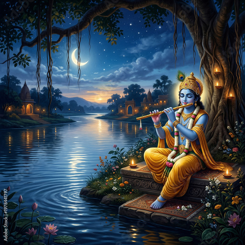 Lord Krishna Playing Flute ...