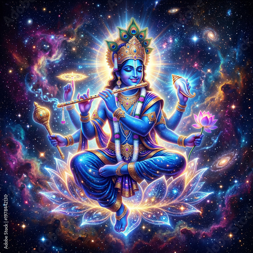 Lord Krishna as Four-Armed ...