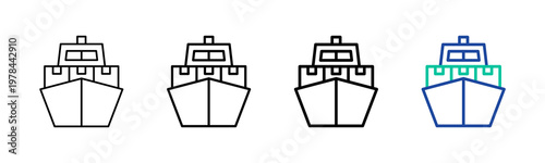 Cargo Ship Icon Collection Different Style Outline