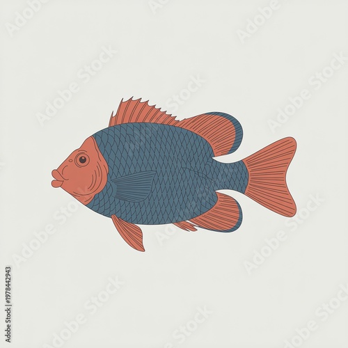 Colorful Fish with Green Fins Vibrant Underwater AI Art Illustration Ocean Fantasy Design