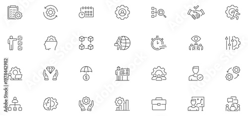 Foto Operations management web icons in line style