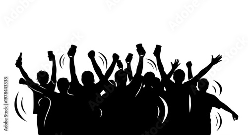 People Celebrating with Raised Hands.