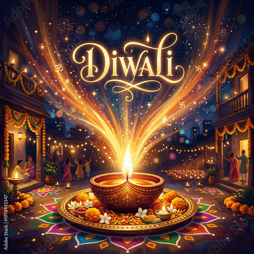 Diwali festival greeting ca...