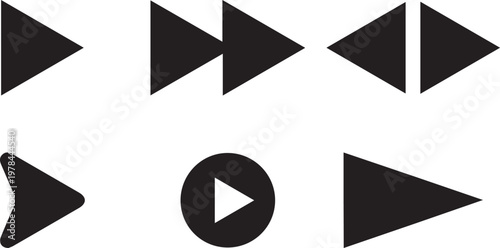 Set of Video Sign and Symbol Button Vector Design, Digital Icon. Video Audio Arrow Icon Design. Isolated Transparent Background. 