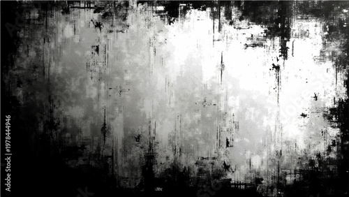 Vector Abstract textural image of grunge and aged black and gray stains create mood of time worn and stark contrast with unique look and dark shades