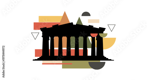 Illustration of Ancient Greek Architecture Building.