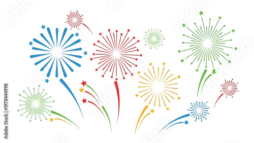 Colorful fireworks vector illustration for celebratory events and designs