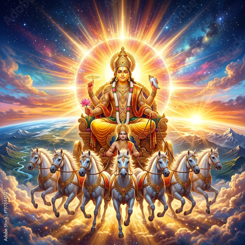 Lord Surya (Sun God) riding...