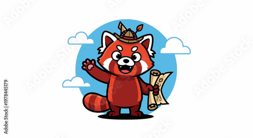 A cute cartoon dog and funny cat wearing Christmas hats join a happy cow in this fun vector illustration of pet characters designed as a cute animal art drawing