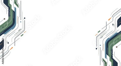 Abstract vector background with lines featuring a blank paper frame on a metal computer box for modern business technology and office communication design