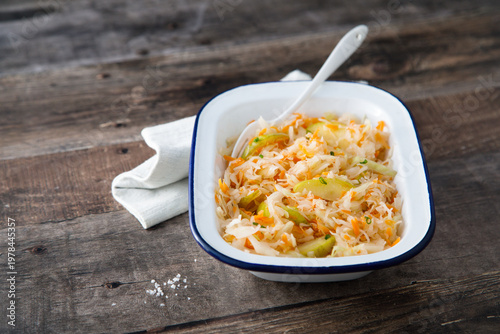 Homemade sauerkraut with apple