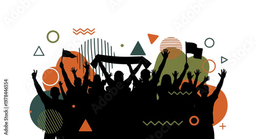 People celebrating with raised hands.