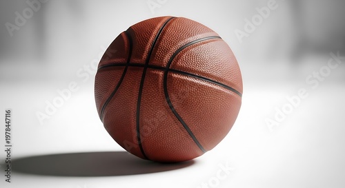 Basketball Ball on White Background Professional Sport Equipment Minimal Studio Concept