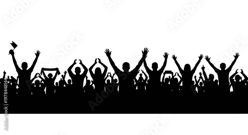 Silhouette of people celebrating together outdoors.