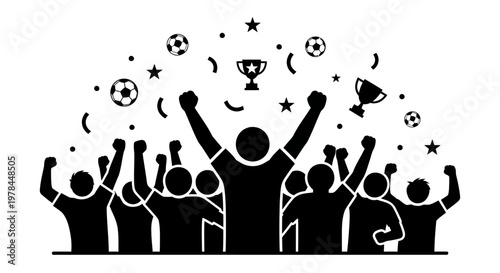 People Celebrating with Raised Arms.