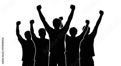 Group of People Celebrating Together Silhouette.