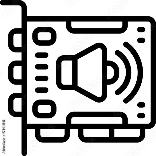 sound card line icon. Clean and minimalist vector icon for websites, mobile apps, presentations, and logos. Fully scalable and customizable for any project.