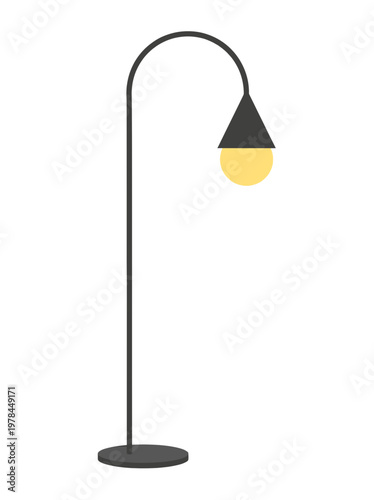 Minimalist design of an arc lamp, combining functionality with aesthetic simplicity