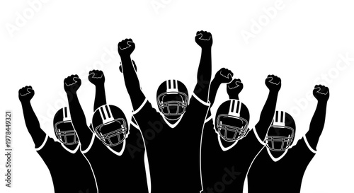 American Football Players Celebrating Victory.