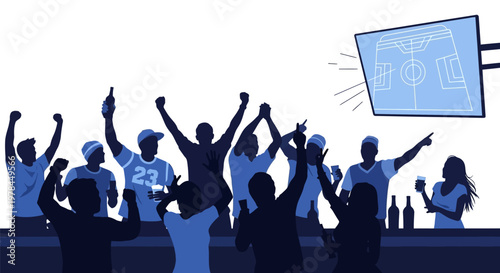 People cheering sports event together.