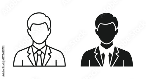 Two male head portraits one outlined and one solid a striking silhouette