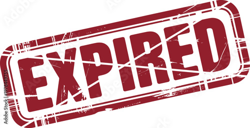 Expired Red Grunge Rubber Stamp Vector Isolated Vintage Distressed Seal Label Design for Documents Business Approval Rejection Concept