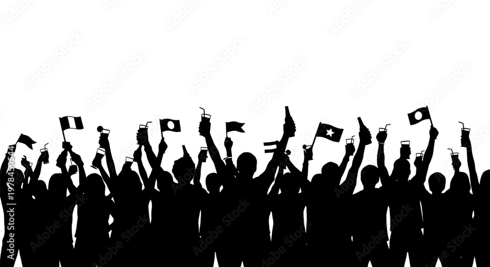 Naklejka premium People holding flags in protest.