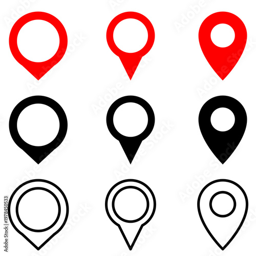 Free Download Set of map pin location icons. Modern map markers on a white background. Map pin icon. Location icon. GPS location symbol collection. Vector illustration - GFXLoad