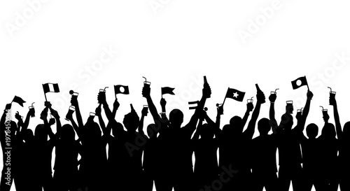 People holding flags in protest.