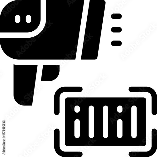 barcode scanner glyph icon. Strong and solid vector icon for websites, mobile interfaces, presentations, and visual branding. High quality and easy to edit.