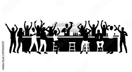 People Celebrating at a Bar Counter.