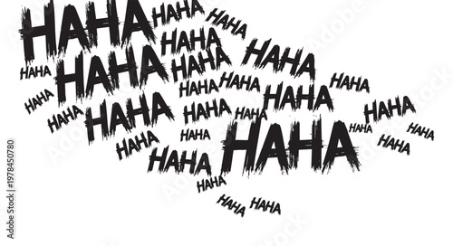 Scary and creepy handdrawn haha text isolated on white background