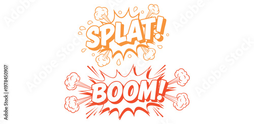 Comic book sound effects set with splat and boom text