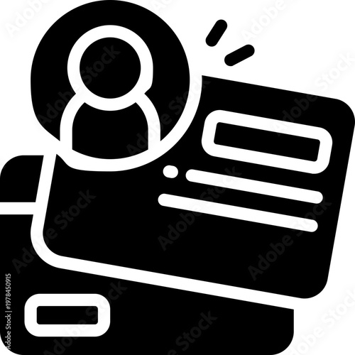 member card glyph icon. Strong and solid vector icon for websites, mobile interfaces, presentations, and visual branding. High quality and easy to edit.