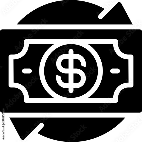 cashback glyph icon. Strong and solid vector icon for websites, mobile interfaces, presentations, and visual branding. High quality and easy to edit.
