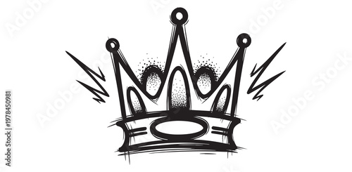 Hand drawn crown illustration in graffiti style isolated on white background